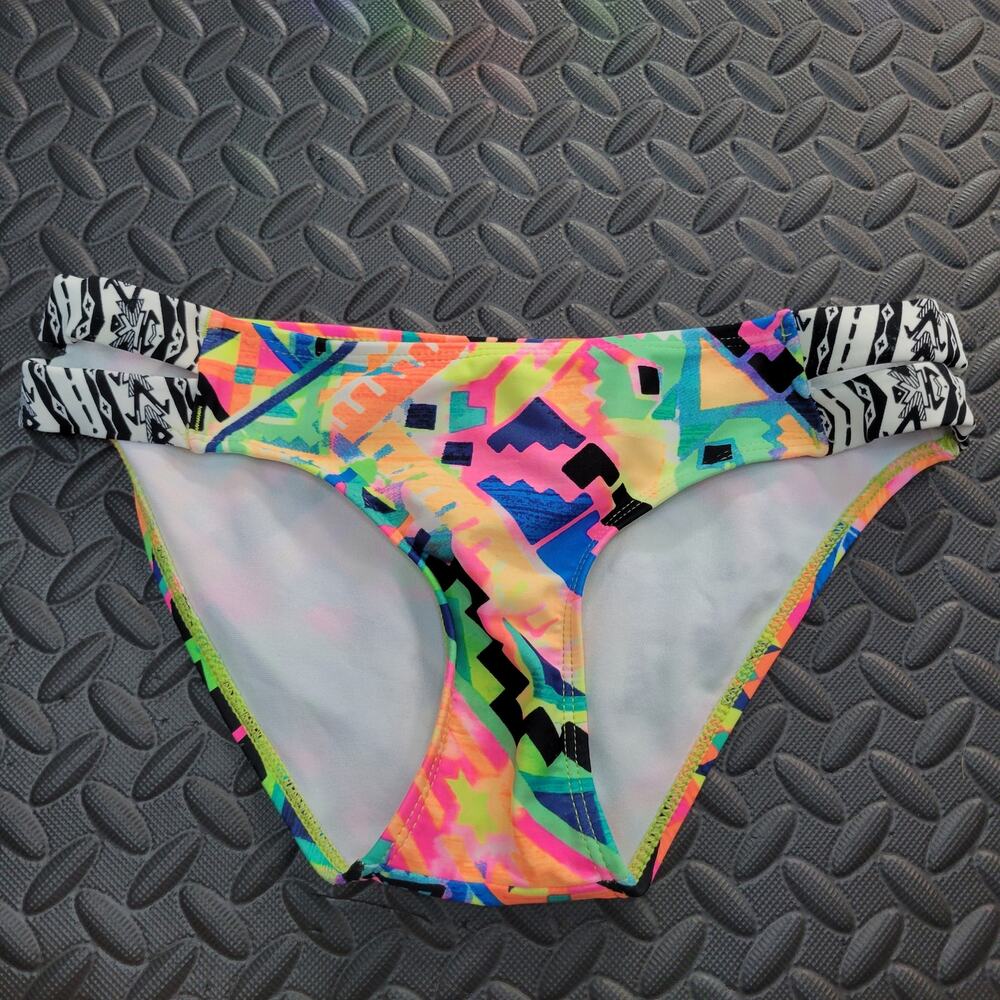 Vintage DELiA*s Neon Geometric Bikini Bottom Retro Y2K Swim Festival Rave